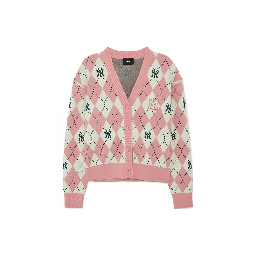MLB New York Yankees Diamant Logo Gestickter Strickpullover Damenpullover Rosa 3FKCM0134-50PKD