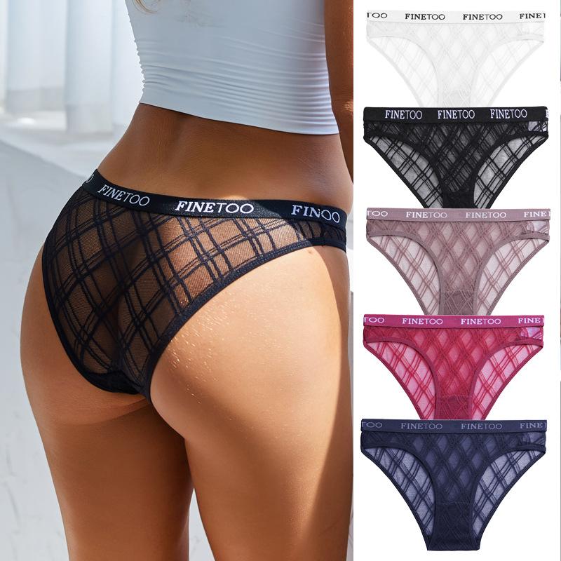 

FINETOO 1 шт. Сетка Женщины Сексуальные трусики Нижнее белье M-XXL Дышащее нижнее белье Трусики Трусики с низкой талией Девушка Трусы Письмо Женский Трус