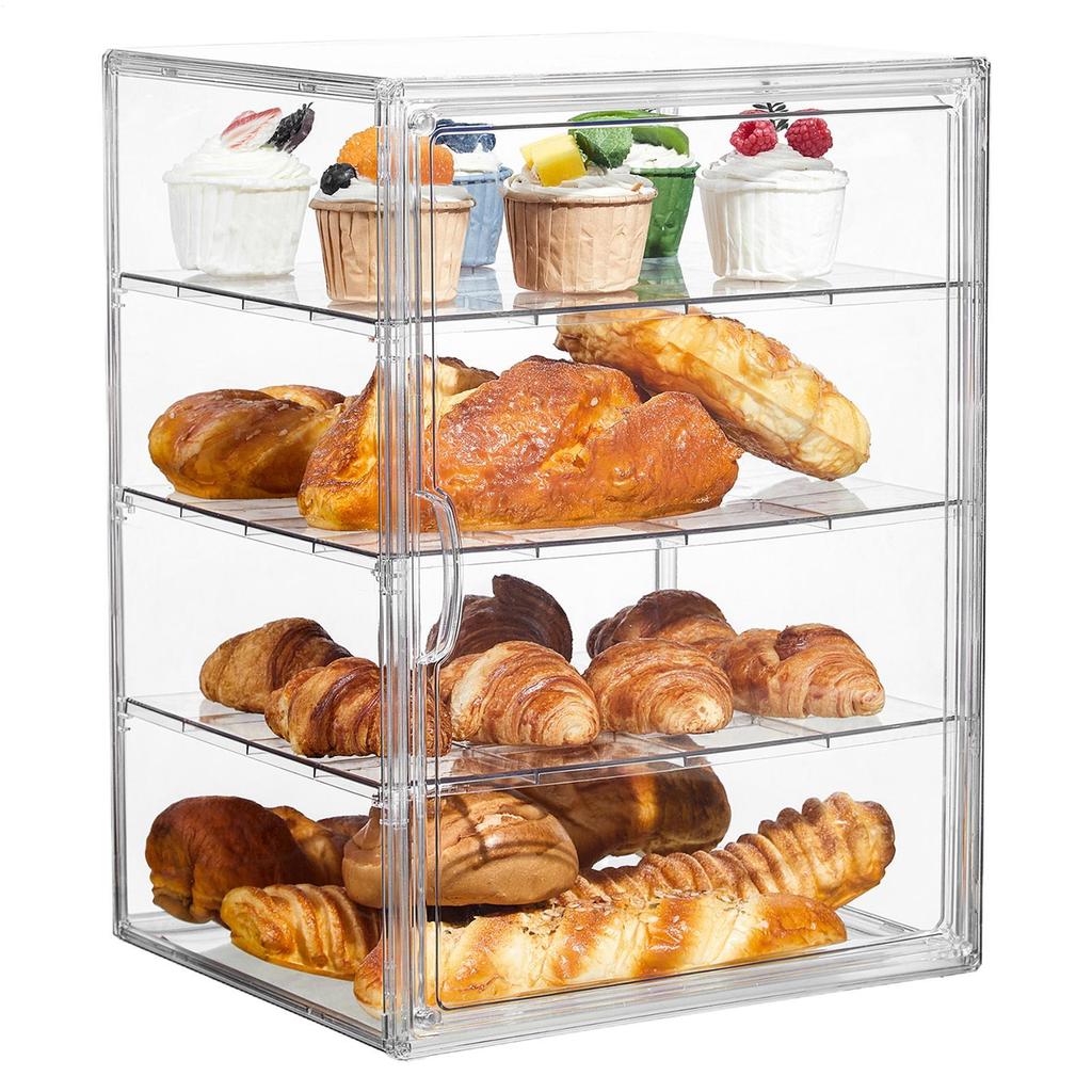 Bread Box 4-Tier Dessert Display Case Bread Box Acrylic Storage Organizer Holder Kitchen Airtight Acrylic Food Storage Organizer