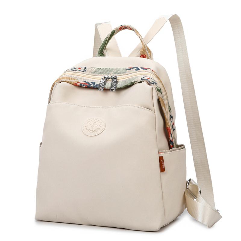Casual Travel Backpack Lightweight Student Bookbag Urban Minimalist Canvas Bag with Zipper Waterproof Leisure Outdoor Bag
