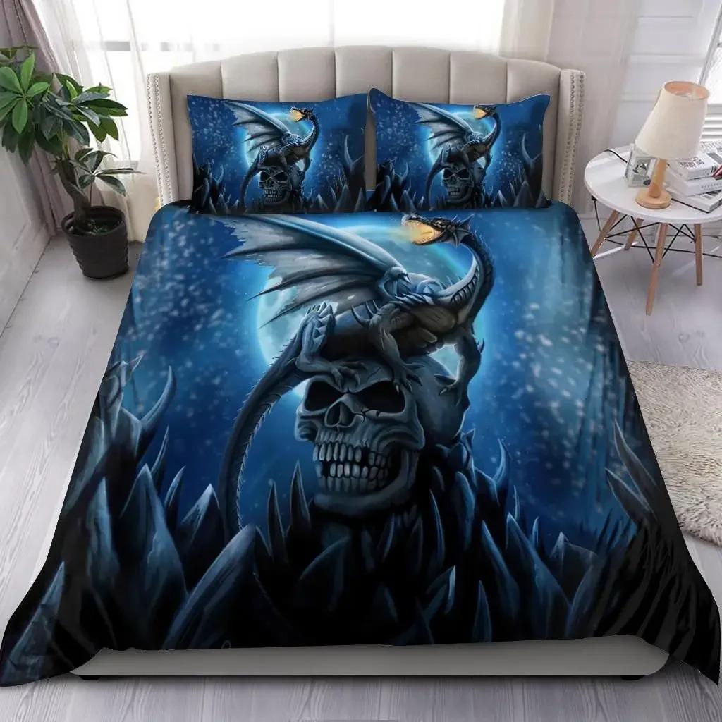 Dragon Printed Duvet Cover King Queen Western Magic Dragon Bedding Set Polyester Quilt Cover for Teen Adults