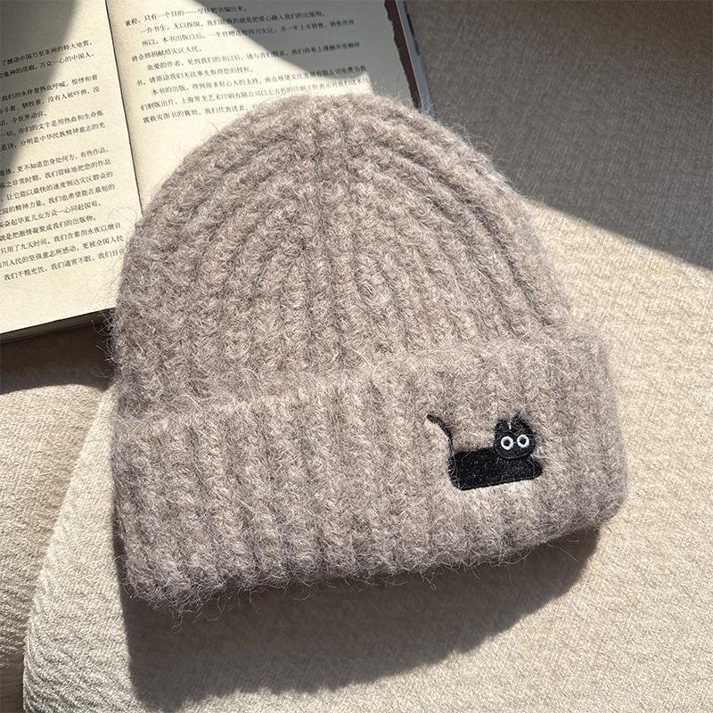Autumn and winter thickened warm ear protection versatile big head circumference knitted cold hat girl