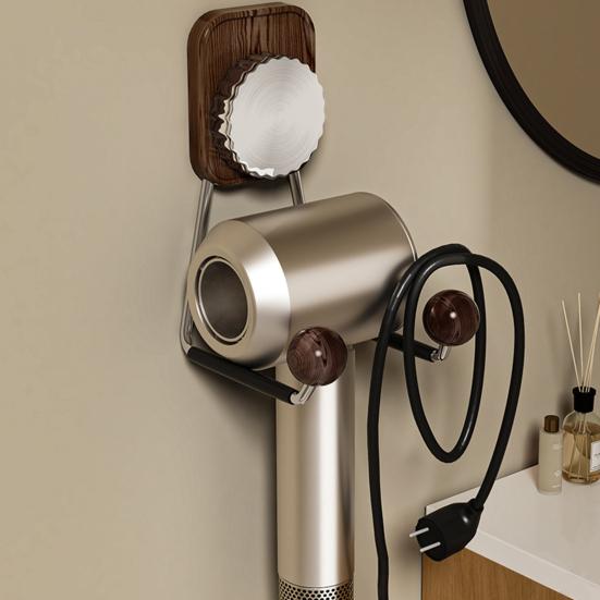 Suction Cup Hair Dryer Holder Wall Mounted Blow Dryer Hanger Removable Hair Dryer Hook for Space-Saving Bathroom Organization