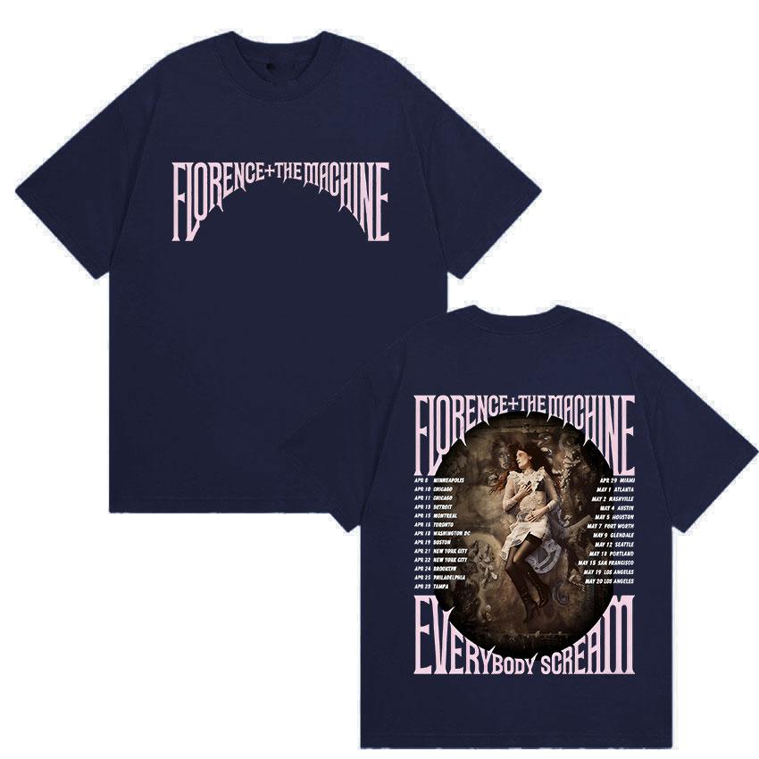 2026 Summer Florence The Machine Everybody Scream Tour Graphic T Shirt Unisex Women Vintage Harajuku Cotton TShirt Streetwear