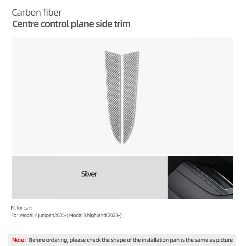 For Tesla Model Y Juniper 2026- Model 3 Highland 2026 Carbon Fiber Center Console Side Trim Stickers Car Interior Accessories