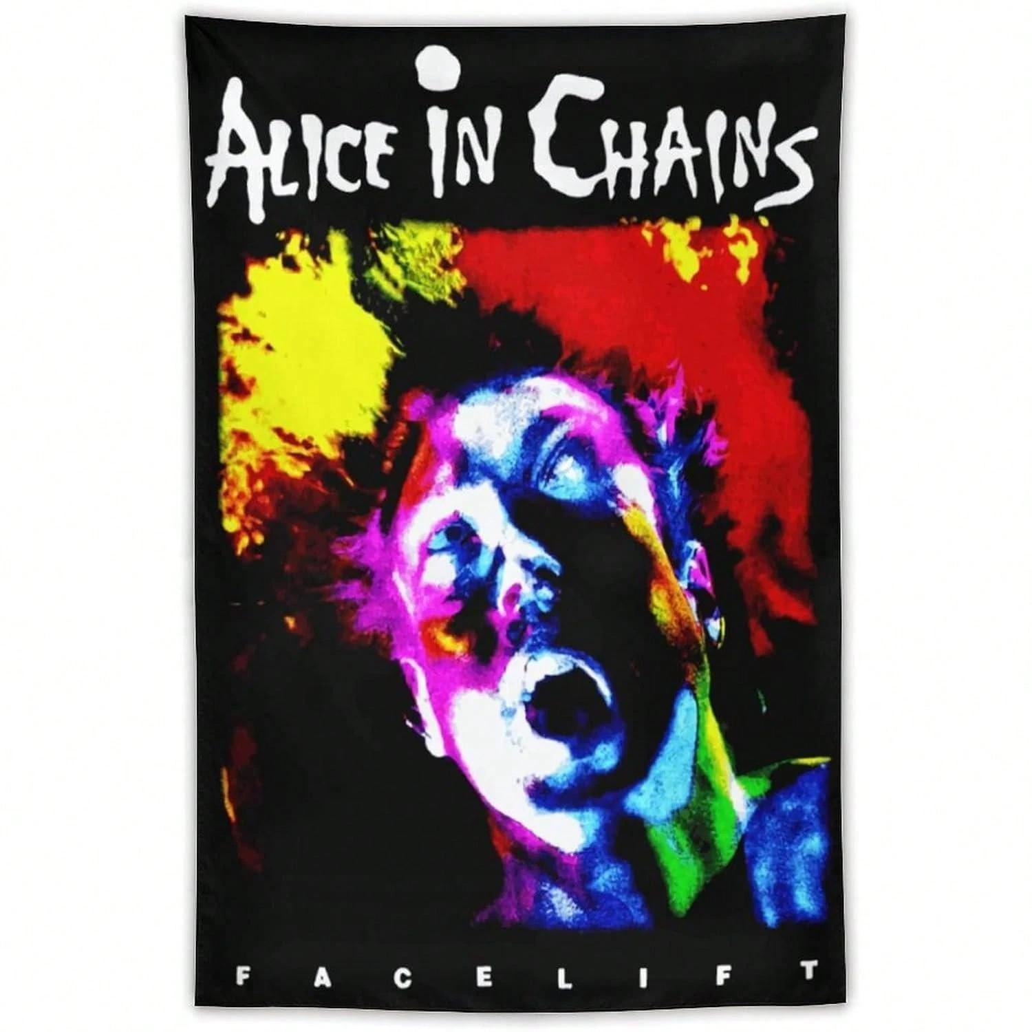 

1pc Alice in Chains Facelift Tapestry Rock Band Album Cover Wall Hanging Polyester 2D Print Grunge Music Decor for Bedroom G 74x94cm(29x37in)
