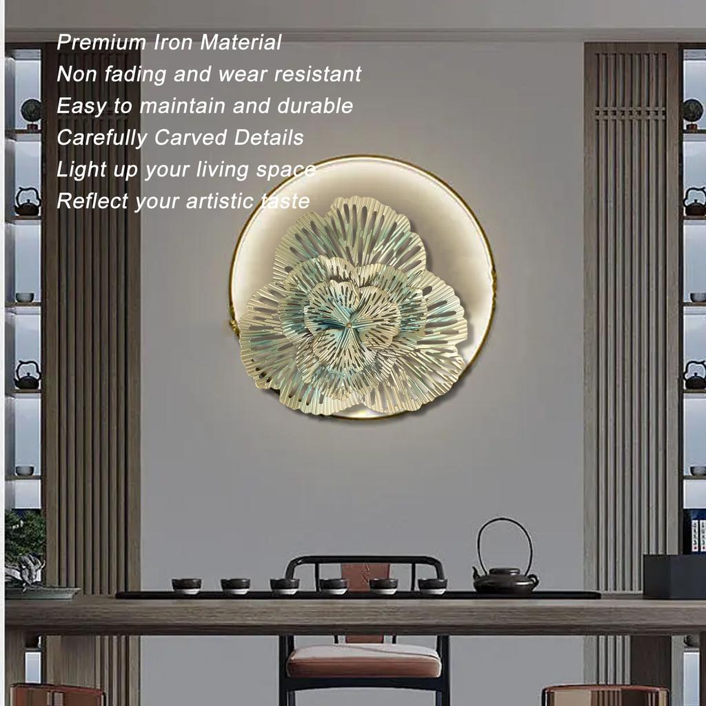 Metal Wall Decor Modern Stylish Triangular Ginkgo Flower Iron 3D Wall Sculpture for Living Room Bedroom Hall