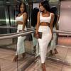 European Style Summer Women Fashion Small Vest Nightclub High Waist Midi Skirt Suit