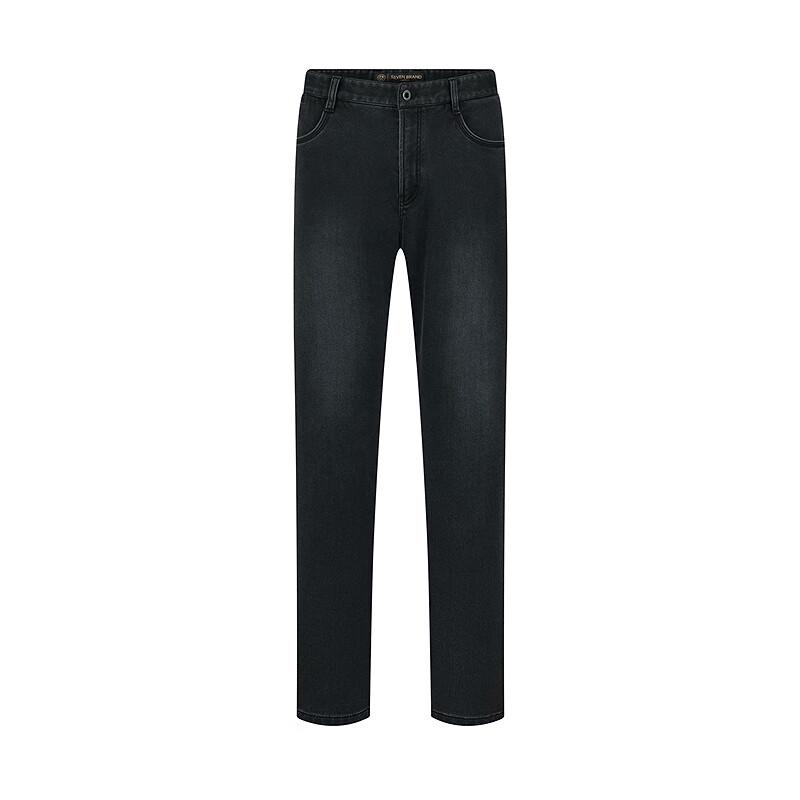 Qipai Men's Washed Straight-Leg Jeans with Island Velvet