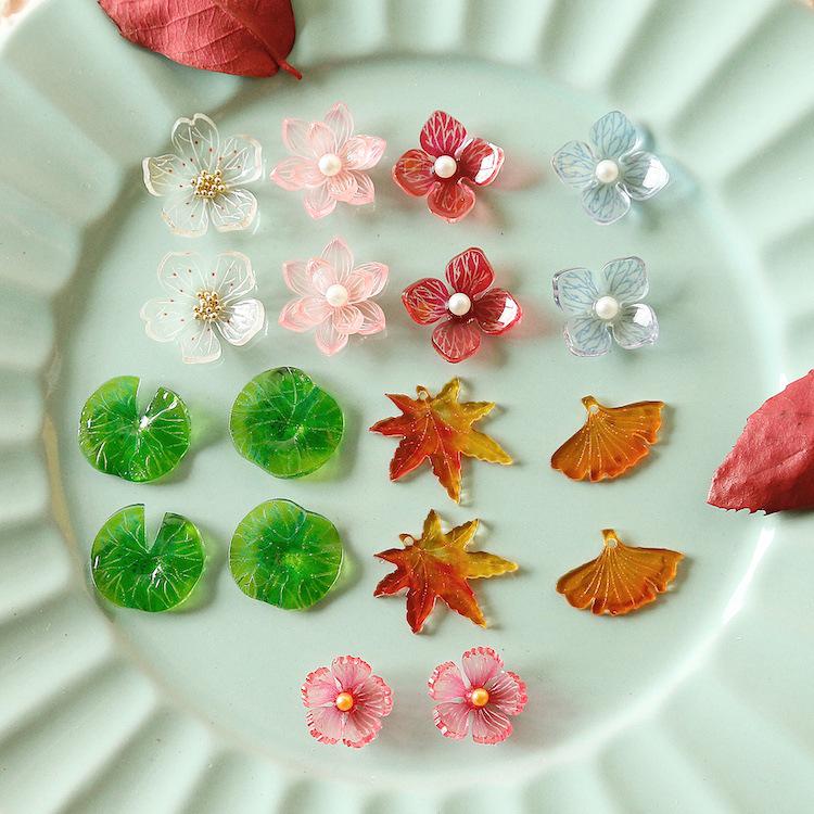 Vintage Flower Hair Clips & Pins - Acrylic Handmade Earring Patches & Jewelry Materials