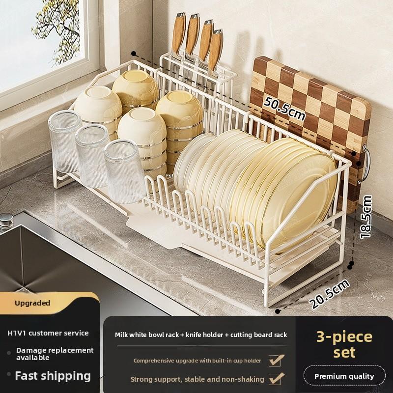 Kitchen Bowl Draining Ra Multi-Functional Countertop Sle Storage elf Utensils Di Plate Diwaer Organizer