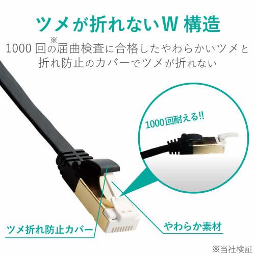 Elecom LAN Cable Cat7 Nail Break Prevention Flat 3m Black ECLD-TWSFT/BK3