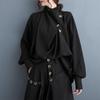 Dark Style Ruffle Neck Long Sleeve Casual Shirt