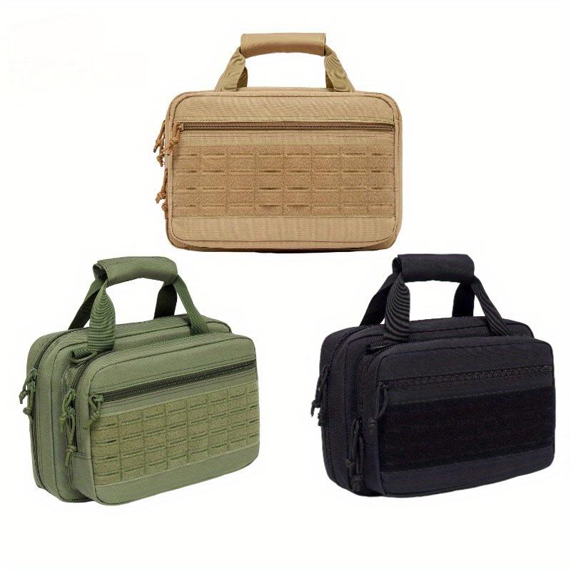 Durable Polyester Tactical Range Bag, 2 Pistols, Adjustable Strap, Zippered Pockets & Mesh. Ideal for Shooting & Hunting.
