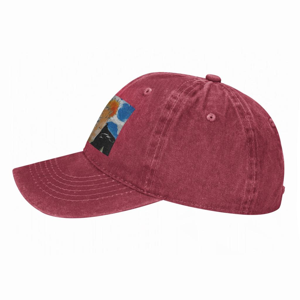ZJIZOU Bleach Kurosaki Ichigo Anime Art Washed Denim Cap Casual Baseball Caps Adjustable Hat Summer Unisex Baseball Hats