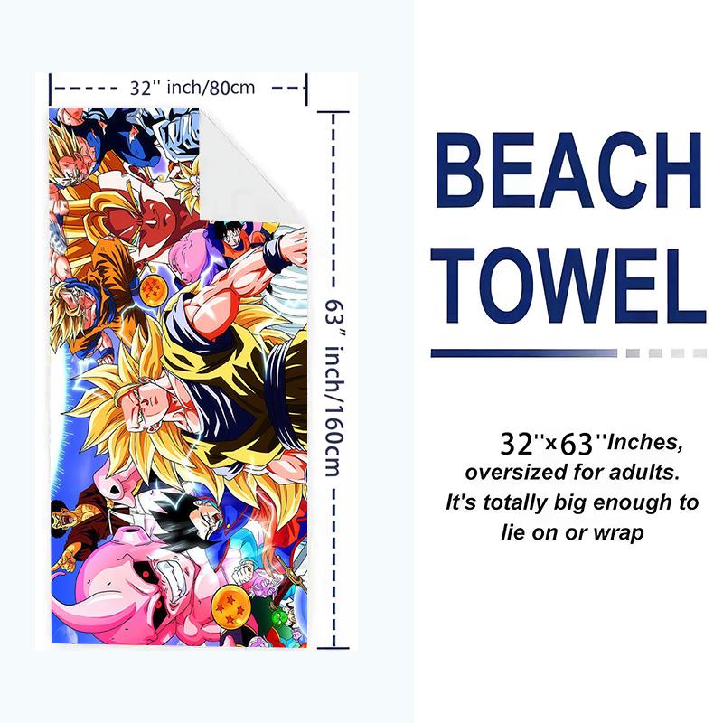 Dragon-Ball Anime Print Beach Towel, Large Soft Quick Dry Towel for Beach Camping Swimming