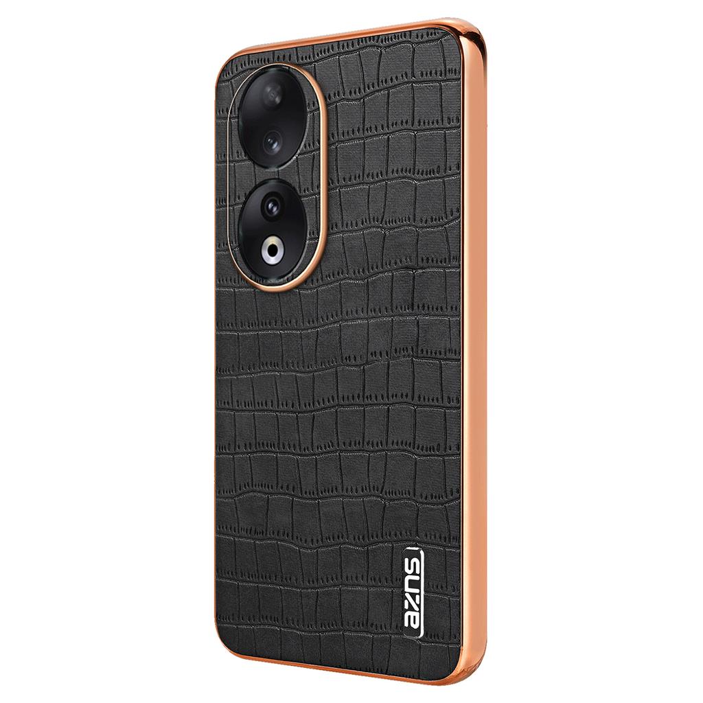 Pro pouzdro na telefon Honor 90 Galvanizovaný kožený zadní kryt s krokodýlí texturou