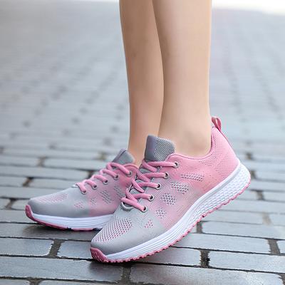 Pantofi casual noi de primăvară și vară ultra-ușori, pantofi de damă din plasă fly-woven, pantofi sport plați pentru studenți, pantofi de alergare