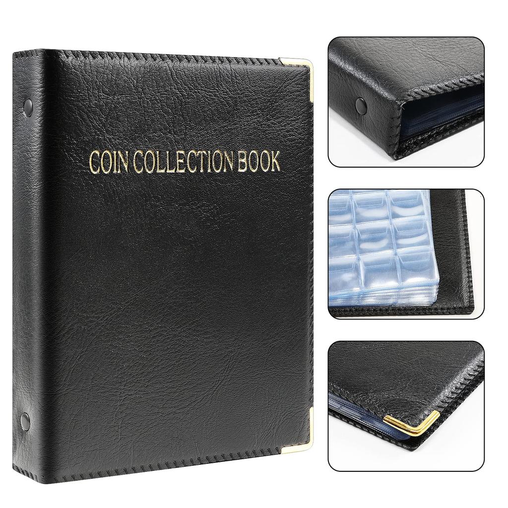 PAKESI Coin Album, Coin File, Large Capacity, Holds 480 Coins, Pocket Size 3*3CM, for Coin Collecting, Antique Coins, Currency, Coin Collection File,