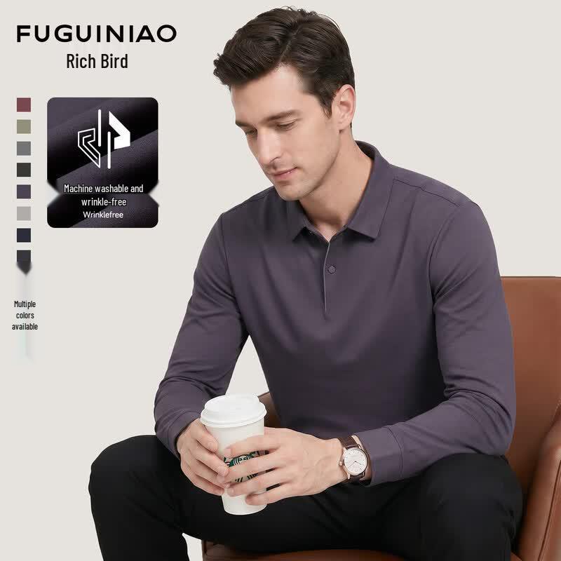 FUGUINIAO Men s Tech Blend Long Sleeve Polo Shirt 52