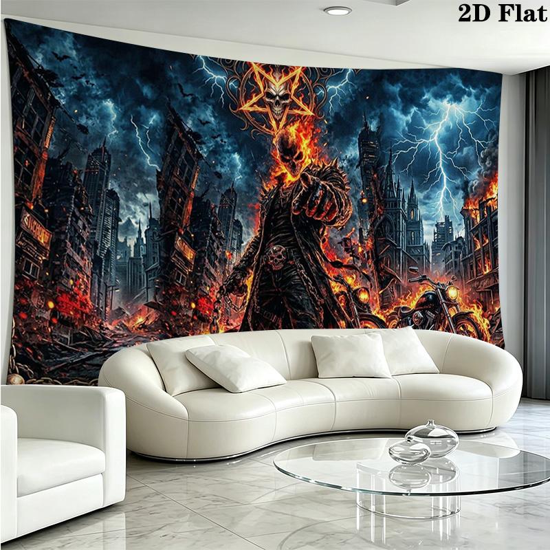 Horseman of Hell Wall Tapestry Aesthetic Wall Hanging Printed Fabric Blanket Decorative Tapestries for Bedroom Living Room Home Decor