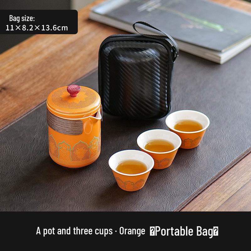 Portable Ceramic Tea Set - Quick Brew Teapot for Camping, Festivals, and Business Gatherings - Ideal as a Gift with Custom Logo