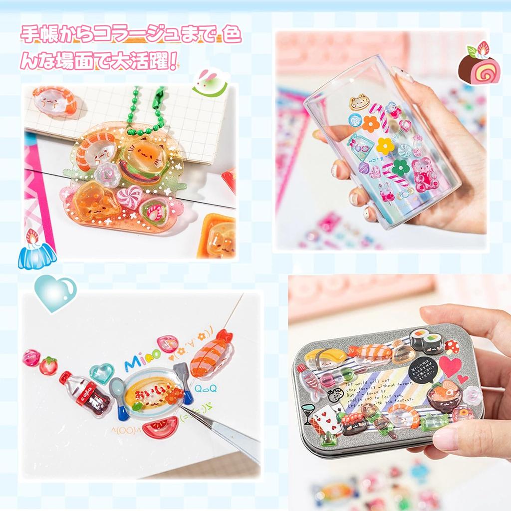 Cute Set of 3D Perfect for Cell Phone Smartphone Kids DIY Birthday Large Capacity 2-Piece Stickers, Treats, Decorations, Planners, Crafts, Cases,