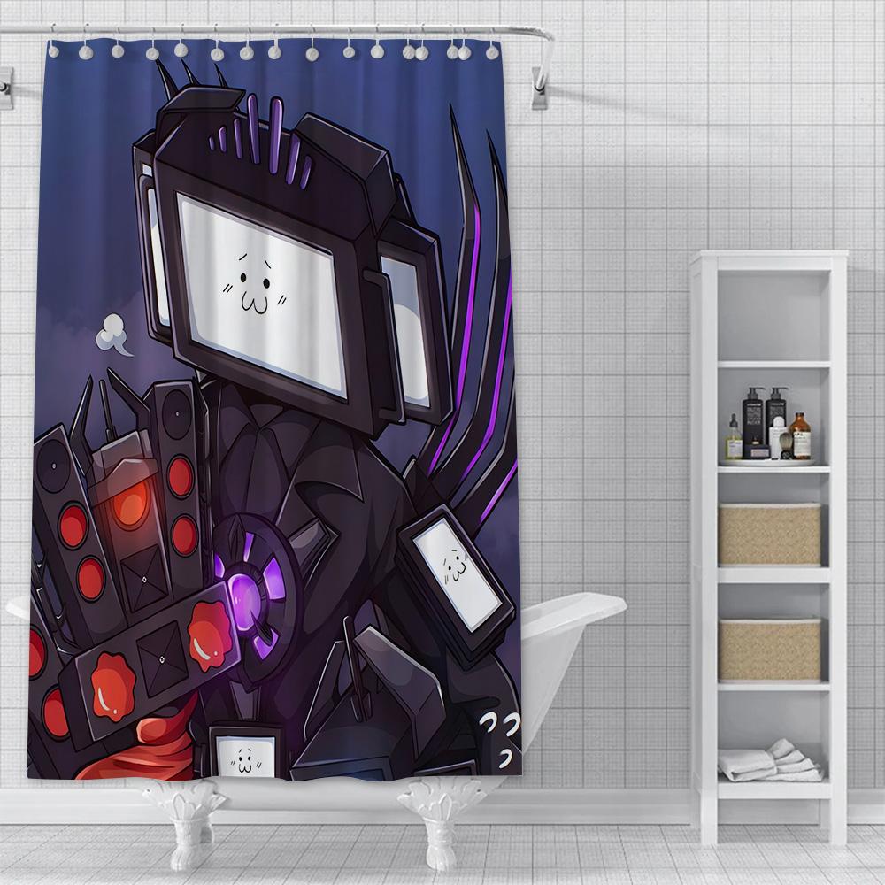 S-Skibidi Toilet Shower Curtain Waterproof Polyester Fabric Paint Colorful Bath Curtains Home Bathroom Decor Curtain With Hook