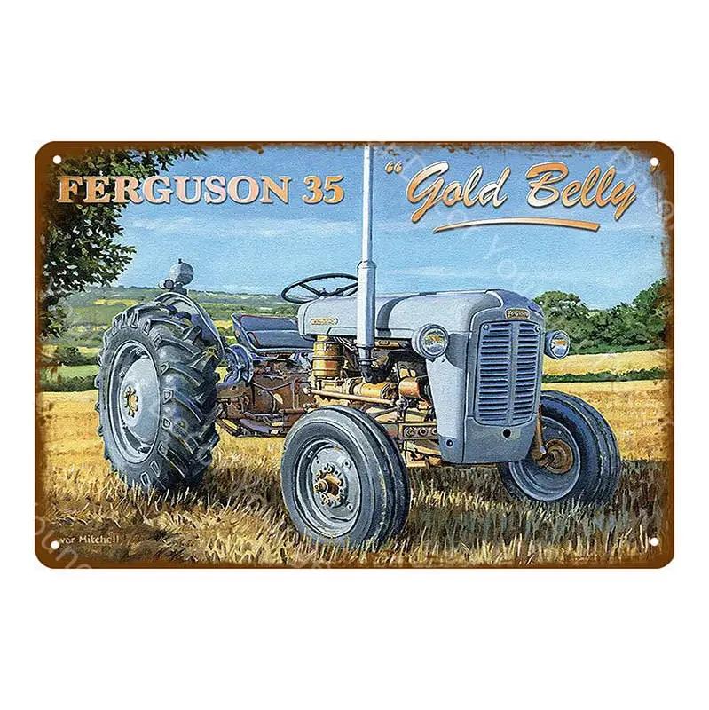 Vintage Farm Tractor Metal Signage Tin Signage Metal Vintage Farmhouse Courtyard Wall Art Decoration Mural Aesthetics Gift