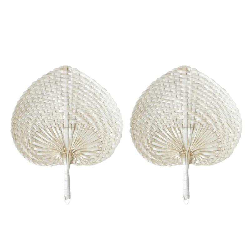 

Bamboo Weaving Hand Fan Set of 2 For Bride Bridesmaid Reusable Wedding Decoration Fan With Ergonomic Design For Guests