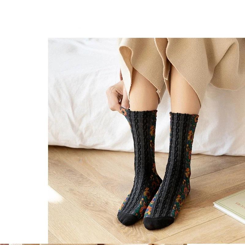 Fashion Classical Women's Flowers Dress Socks Famale Cute Spring and Autumn for Women Cute Socks Creative Gifts Accessories