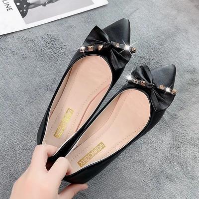 Chaussures de bureau à bout pointu tendance pour femmes avec nœud Ballerines pour femmes Sociales Chics Pointues Haute Qualité Mode À enfiler Vacances Offre Promotion