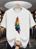Men's Summer Casual Loose Geometric Print Comfortable Sports Crew Neck Short Sleeve
