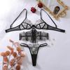 Women Sexy Lingerie Set Lace Embroidery Patchwork Lingerie Set Lace-Up Decor Body Shaping Lingerie