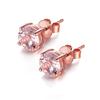 6MM Pink Gold Pink Morganite High Quality Single Stone Earrings Silver 925 K18 18K White Gold Women Adults Delicate Simple Cute For Both Ears Wife