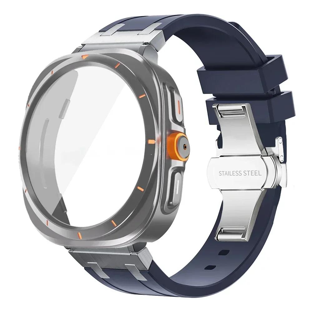 Luxury Silicone Strap+Plastic Case for Samsung Galaxy 7 6 44mm 40mm Sport Men Band for GALAXY Watch 7 6 Change To Ultra Bracelet