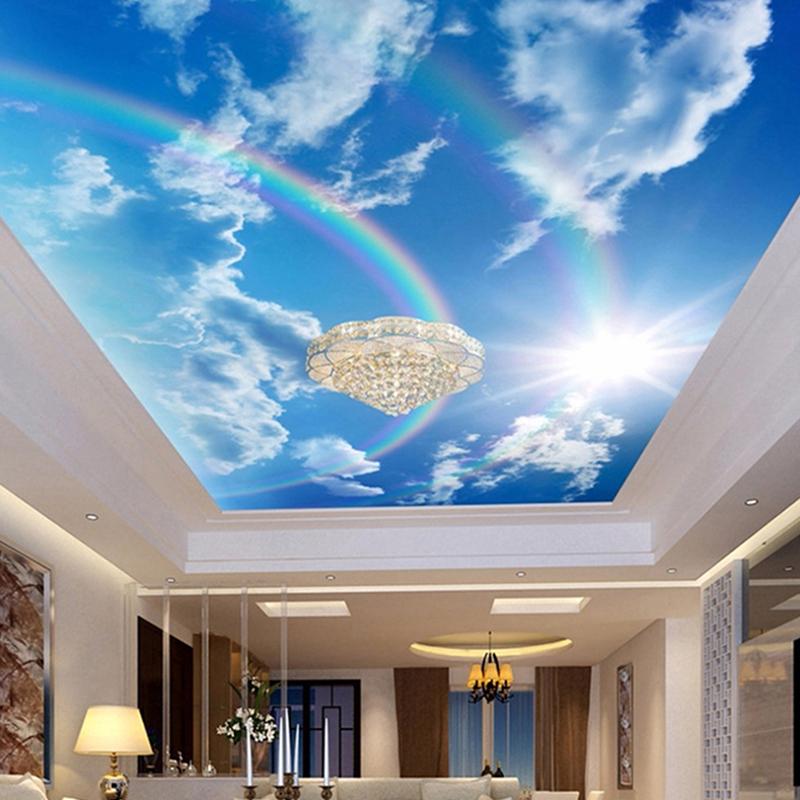 Ceiling Wall Mural Blue Sky White Clouds Ceiling Wallpaper Suitable For Bedroom Lobby 3d Wall Mural Home Decor