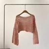Women’s Short-sleeved Openwork Knitted Top for Spring and Summer A Stylish Lightweight Sun-protective Cover-up