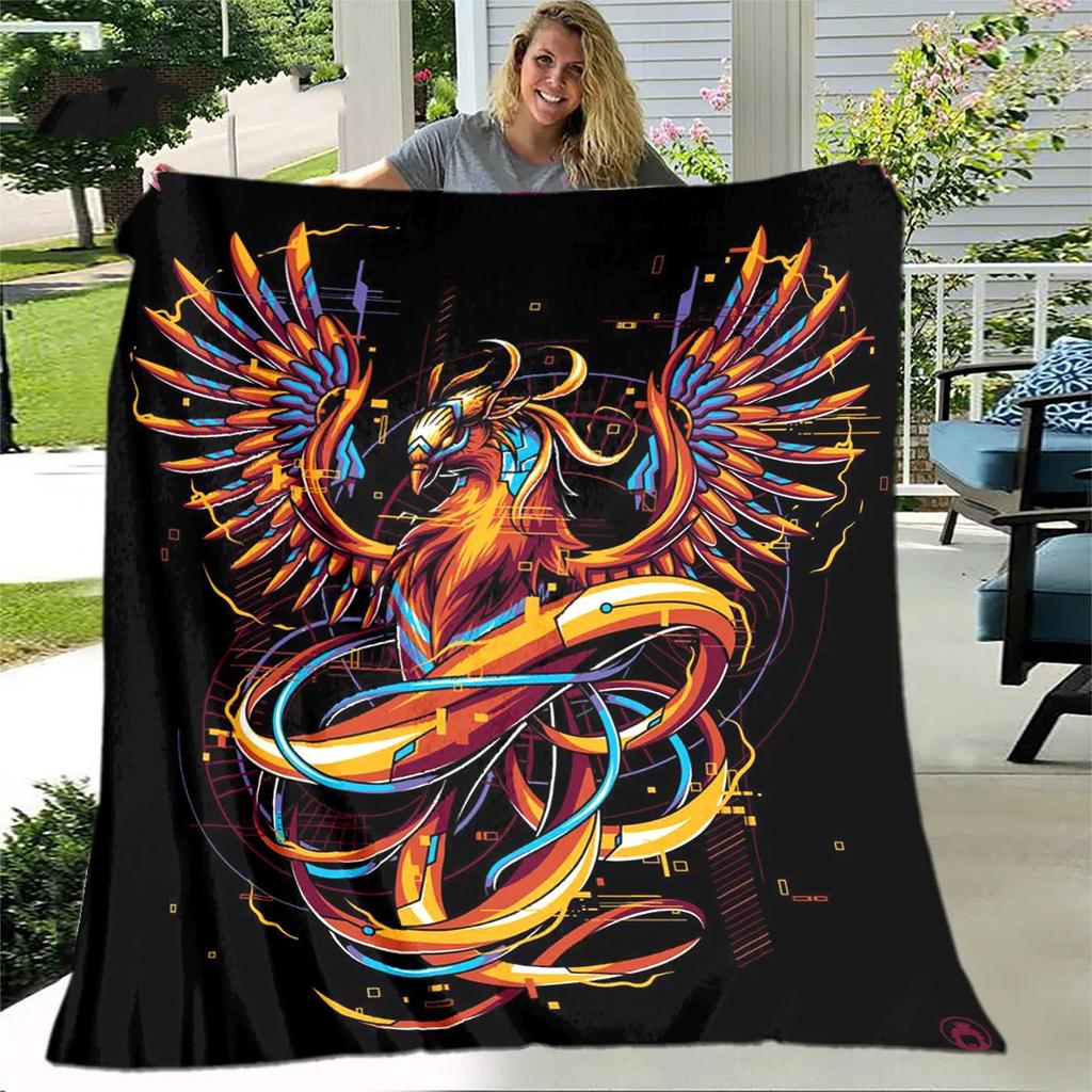 Inferno Phoenix Series digitalprinted polyester Bedroom velvet flannel cover blanket Fleece soft sofa cover blankets for beds
