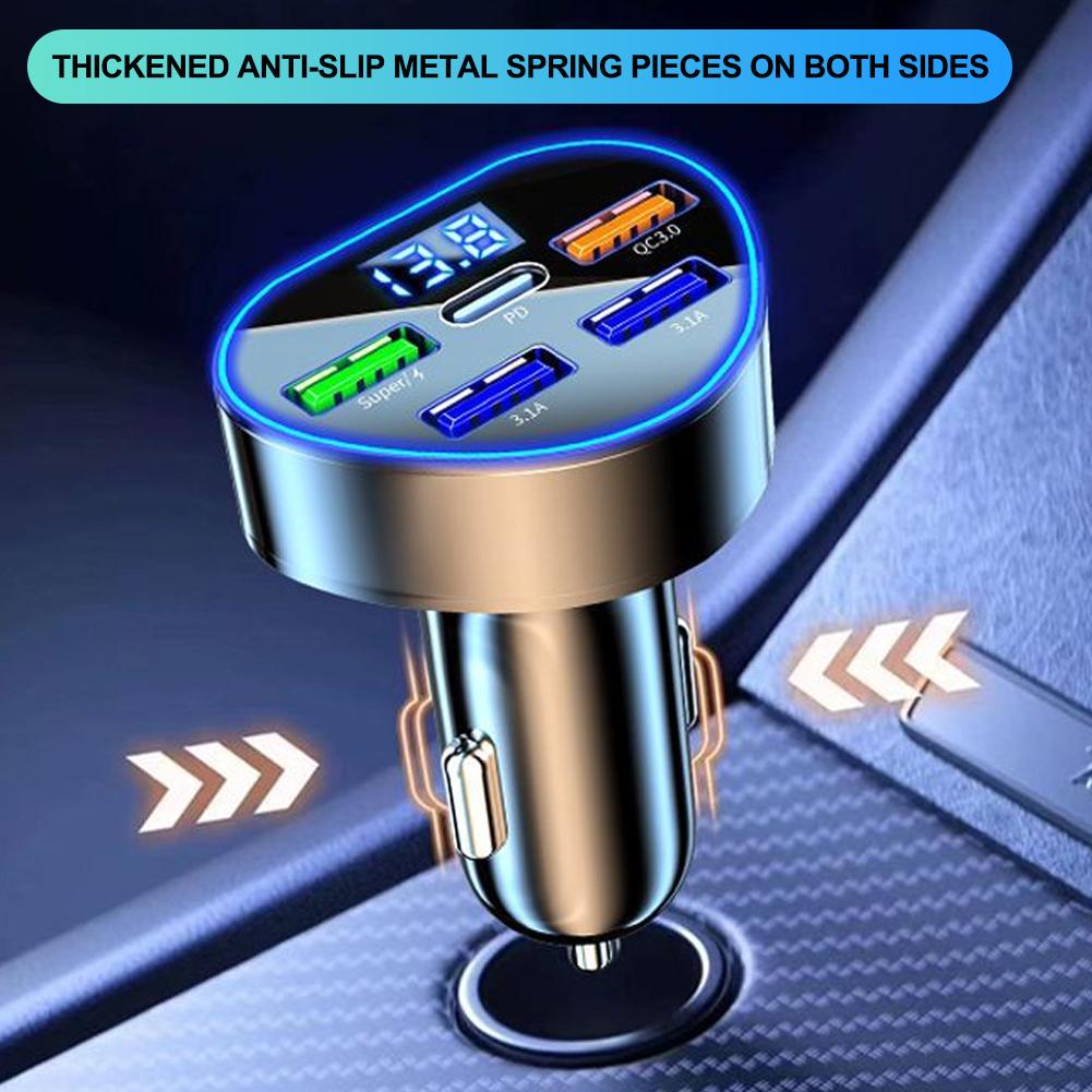 Car Heart-shaped Charger USB Type C Super Fast Charging In Car with LED Voltage Monitor for Smart Phones