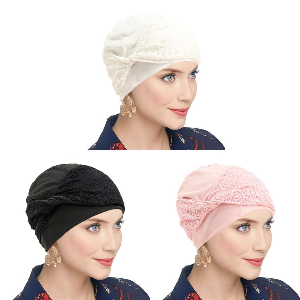 Cappello foulard a testa di croce in pizzo da donna con tessuto morbido e leggero per uso casual