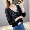 Summer Women's Cut-out Knit Sweater Thin Short Three-quarter Sleeve Sunscreen Cardigan