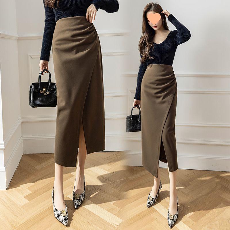 High Waist Irregular A-line Woolen Skirt - Autumn/Winter 2025