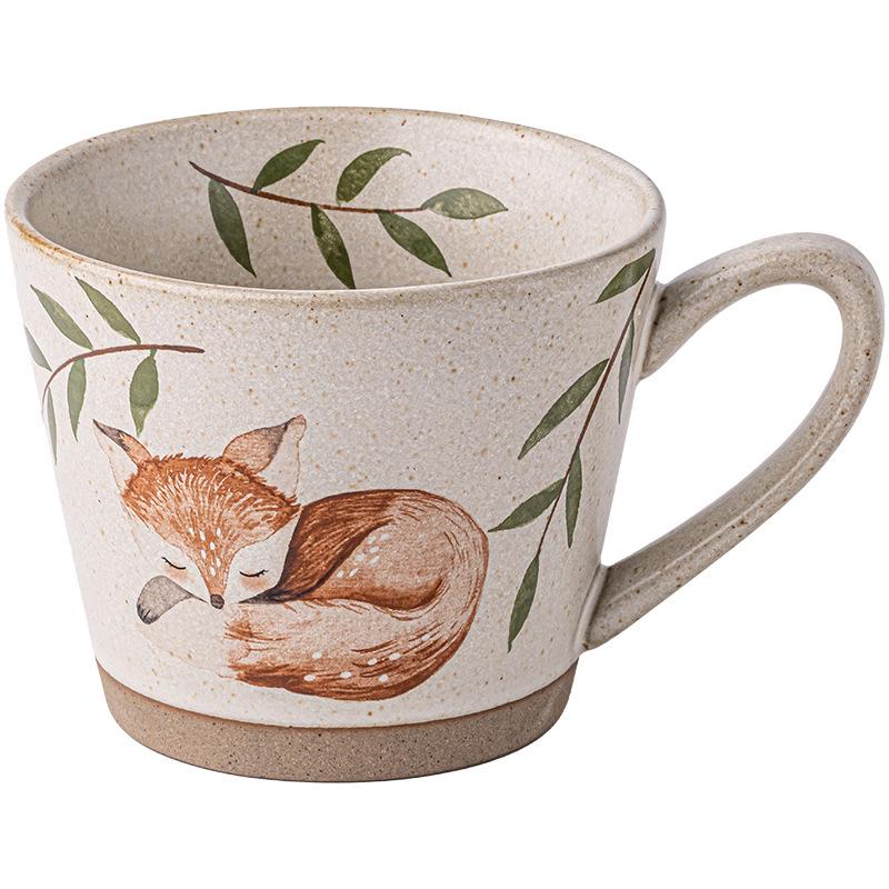 Fox Sleep Creative Mug Coarse Pottery Coffee Cup Latte Cup Beautiful Drinking Cup Girls Gift Export