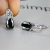 Oval Blue Zircon Diamond Champagne Gold-Plated Earrings for Weddings & Engagements