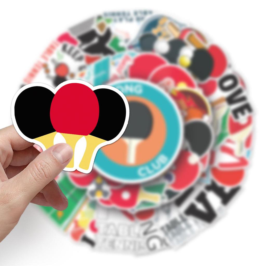 50PCS Table Tennis Cartoon Stickers Sports Series for Journals, Phone Cases, Suitcases, Waterproof Decor