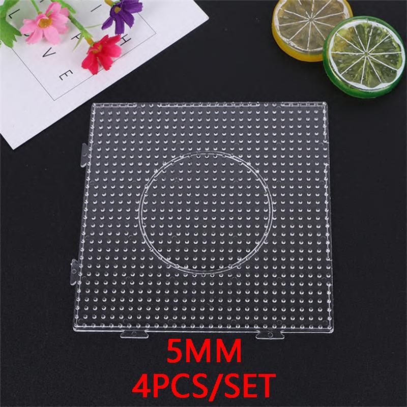 4PCS 2.6mm/5mm Fuse Beads Transparent Extra Large Square Pegboards Ironing Beads Boards DIY Material Template Melting Beads Pegb