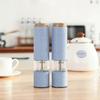 2-Pack Electric Salt and Pepper Mills, Automatic Spice Grinder with LED Light, Adjustable Ceramic Mechanism for Spices Chili Green