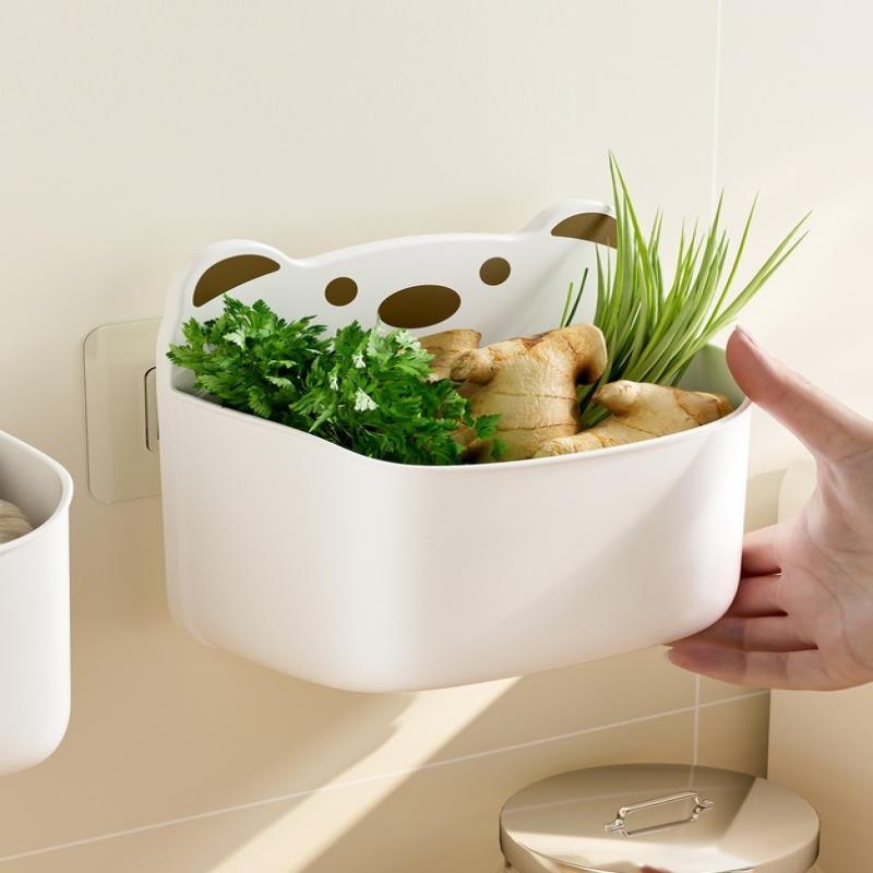 Nástěnný úložný box Kuchyňský koš na cibuli, zázvor, česnek Stojany na koření Koš na koření Koupelnový organizér