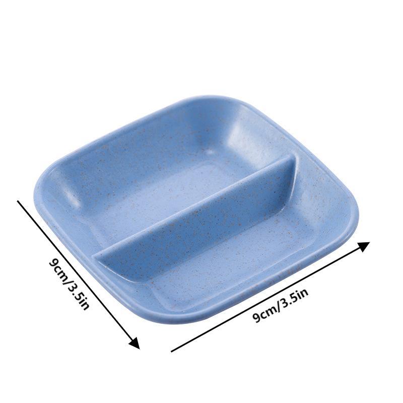 Kreativer bunter doppelter Gitter-Gewürzschale, Gewürzdip-Schale, Marmeladen-, Salat-, Saucen-, Ketchup-, Sojasaucen-, Essig-, eingelegtes Gemüse-Teller